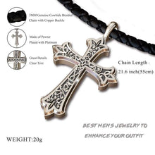 Load image into Gallery viewer, EVBEA Crucifix West Syrian Cross Pendants&Necklaces Stainless Steel Chain Vintage Catholic Religious Men Jewelry(2 Chians)