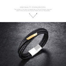 Load image into Gallery viewer, ExEcharge Alloy with Leather Bracelet Stainless Steel with PU Leather Multi-Layer Braided Cuff Wrap Magnetic-Clasp Bracelets for