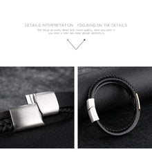 Load image into Gallery viewer, ExEcharge Fashion Leather Braided Bracelet PU Leather with Stainless Steel Multi-Layer Braided Cuff Wrap Magnetic-Clasp Bracelets for Men