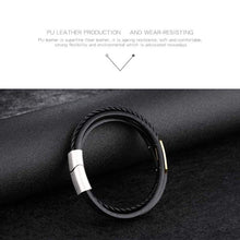 Load image into Gallery viewer, ExEcharge Fashion Leather Braided Bracelet PU Leather with Stainless Steel Multi-Layer Braided Cuff Wrap Magnetic-Clasp Bracelets for Men