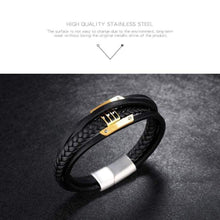 Load image into Gallery viewer, ExEcharge Fashion Leather Braided Bracelet PU Leather with Stainless Steel Multi-Layer Braided Cuff Wrap Magnetic-Clasp Bracelets for Men