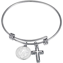 Load image into Gallery viewer, FaithHeart Cross Bracelet Bible Verse Prayer Jewelry Stainless Steel/18K Gold Plated Resilient Beads Chain Bracelet Christian Praying Hands