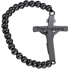 Load image into Gallery viewer, FaithHeart Cross Bracelet Bible Verse Prayer Jewelry Stainless Steel/18K Gold Plated Resilient Beads Chain Bracelet Christian Praying Hands