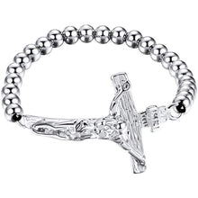 Load image into Gallery viewer, FaithHeart Cross Bracelet Bible Verse Prayer Jewelry Stainless Steel/18K Gold Plated Resilient Beads Chain Bracelet Christian Praying Hands