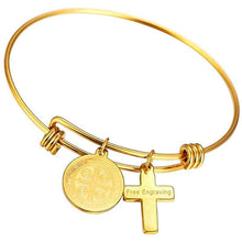 Load image into Gallery viewer, FaithHeart Cross Bracelet Bible Verse Prayer Jewelry Stainless Steel/18K Gold Plated Resilient Beads Chain Bracelet Christian Praying Hands