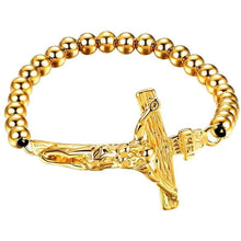 Load image into Gallery viewer, FaithHeart Cross Bracelet Bible Verse Prayer Jewelry Stainless Steel/18K Gold Plated Resilient Beads Chain Bracelet Christian Praying Hands