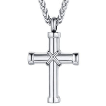 Load image into Gallery viewer, FaithHeart Cross Cremation Urn Necklace Women Men Stainless Steel Memento Jewelry Pet Ashes/Perfume Keepsake Pendant Necklace for Memory