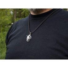 Load image into Gallery viewer, Fenrir Wolf Head Pendant Necklace 925 Sterling Silver Animal Spirit Totem Mens Energy Amulet Viking Norse Mythology Final Fantasy Jewelry Gift for Men 3D Supernatural Handmade