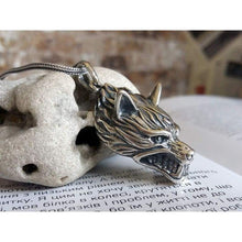 Load image into Gallery viewer, Fenrir Wolf Head Pendant Necklace 925 Sterling Silver Animal Spirit Totem Mens Energy Amulet Viking Norse Mythology Final Fantasy Jewelry Gift for Men 3D Supernatural Handmade