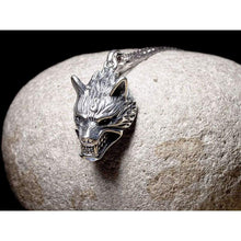 Load image into Gallery viewer, Fenrir Wolf Head Pendant Necklace 925 Sterling Silver Animal Spirit Totem Mens Energy Amulet Viking Norse Mythology Final Fantasy Jewelry Gift for Men 3D Supernatural Handmade