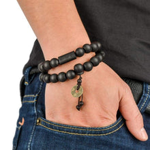Load image into Gallery viewer, FIBO STEEL 2Pcs 11mm Wood Beaded Bracelet for Men Buddhist Beads Elastic - Jewelry