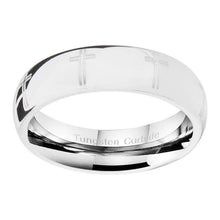 Load image into Gallery viewer, FlameReflection Stainless Steel Tungsten Titanium Men's Band Christian Holy Cross Lord's Prayer Ring Catholic Religious Bible Verse Engraved w Personalize Engrave SPJ