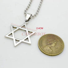 Load image into Gallery viewer, Free Shipping Trendy Silver tone Stainless Steel Six-Pointed Jewish Star of David Hexagram Charm Pendant Necklace Jewelry - Pendant Necklace