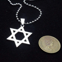 Load image into Gallery viewer, Free Shipping Trendy Silver tone Stainless Steel Six-Pointed Jewish Star of David Hexagram Charm Pendant Necklace Jewelry - Pendant Necklace
