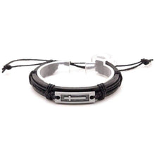 Load image into Gallery viewer, Fusamk Fashion Religious Cross Tag Bangle Leather Wristband Rope Link Bracelet - Jewelry
