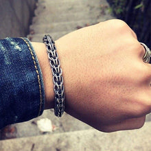 Load image into Gallery viewer, Genuine 925 Sterling Silver Bracelet Men Vintage Handmade Weave Bracelets Bangles Mans Jewelry (Length 20cm)