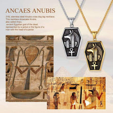 Load image into Gallery viewer, Gold Anubis God of Death Necklace Egyptian Protection Jewelry Stainless Steel Ankh Cross of Life Amulet Pendant Charm for Men Women -