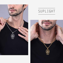 Load image into Gallery viewer, Gold Anubis God of Death Necklace Egyptian Protection Jewelry Stainless Steel Ankh Cross of Life Amulet Pendant Charm for Men Women -