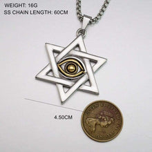Load image into Gallery viewer, Gold Silver Tone Stainless Steel Jewish Star of David Eyes Hexagram Pendant Necklace SS Chain 60CM Long - Pendant Necklace