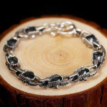 Load image into Gallery viewer, Handmade 925 Silver Men Skulls Bracelet Thai Silver Mens Bracelets Vintage Rock Jewelry
