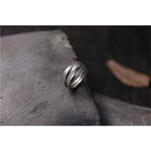 Load image into Gallery viewer, Handmade Thai Silver Woven Band Rings Women 100% Pure Sterling Silver 925 Black Antique Thai Silver Female Jewelry Free Box Gift