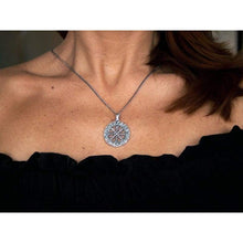 Load image into Gallery viewer, Helm of Awe Terror Protection Pendant Necklace Sterling Silver Amulet Aegishjalmur in Runic Circle Pagan Norse Jewelry Nordic Viking Gifts for Men Women/Additional Option -Sterling Silver Chains