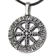 Load image into Gallery viewer, Helm of Awe Terror Protection Pendant Necklace Sterling Silver Amulet Aegishjalmur in Runic Circle Pagan Norse Jewelry Nordic Viking Gifts for Men Women/Additional Option -Sterling Silver Chains