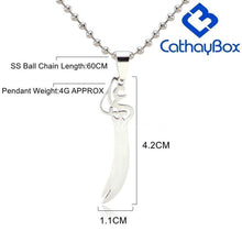 Load image into Gallery viewer, High Polished Silver Tone Islamic Imam Ali Zulfiqar Sword Pendant Necklace for Shia Muslim SS Chain 60CM Long - Pendant Necklace