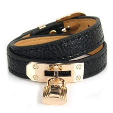 Load image into Gallery viewer, High Quality Kelly Punk Style Fashion Double Layer PU Leather Lock Pendant Charms Bracelet&Bangle For Women Jewelry Wholesale