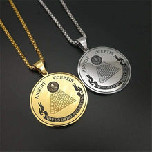Load image into Gallery viewer, Hip Hop Round Coin All Seeing Eye of Providence Pendants Necklaces For Women/Men Gold Color Stainless Steel Masonic Jewelry - Pendant