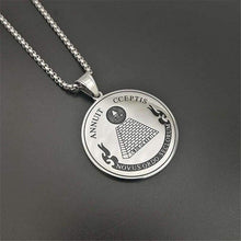 Load image into Gallery viewer, Hip Hop Round Coin All Seeing Eye of Providence Pendants Necklaces For Women/Men Gold Color Stainless Steel Masonic Jewelry - Pendant