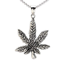 Load image into Gallery viewer, Hop Gold/SilverTone Stainless Steel Pot Leaf Peace Symbol Pendant Necklace Chain 60CM - Pendant Necklace