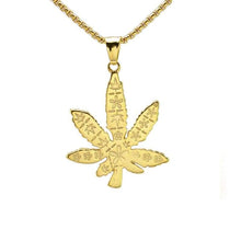 Load image into Gallery viewer, Hop Gold/SilverTone Stainless Steel Pot Leaf Peace Symbol Pendant Necklace Chain 60CM - Pendant Necklace