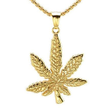 Load image into Gallery viewer, Hop Gold/SilverTone Stainless Steel Pot Leaf Peace Symbol Pendant Necklace Chain 60CM - Pendant Necklace