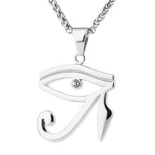 Load image into Gallery viewer, HZMAN CZ Eye of Horus Egypt Protection Pendant on Stainless Steel Necklace (Silver) - Pendant Necklace