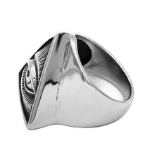 Load image into Gallery viewer, Illuminati Pyramid Eye Ring 316L Stainless Steel Jewelry Classic All Seeing Eye Masonic Motor Biker Men Ring SWR0826