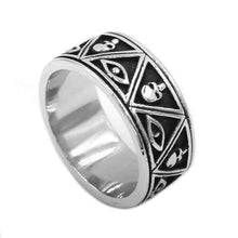 Load image into Gallery viewer, Illuminati Pyramid Eye Skull Ring Stainless Steel Jewelry Classic Freemasonry Masonic Motor Biker Mens Ring Wholesale SWR0699 - Ring