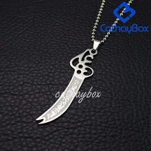 Load image into Gallery viewer, Islamic Imam Ali Zulfiqar Sword Pendant Etched Gift for Shia Muslim Silver Tone Stainless Steel Necklace 60CM Long - Pendant Necklace