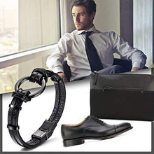 Load image into Gallery viewer, JINBAOYING Mens Bracelets Black Leather Bracelet Braided Genuine Leather Bracelet with Stainless Steel Wristband Cuff Bracelet 7.5-8.7 inch