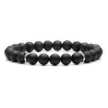Load image into Gallery viewer, JOVIVI 2 Pcs Lava Stone Leather Beads Bracelets Essential Oil Diffuser Stainless Steel Cuff Beaded Bracelet Set Men Women Adjustable -