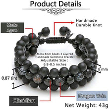 Load image into Gallery viewer, Jovivi Beads Chakra Bracelet Tigers Eye Gemstone Black Onyx Obsidian Lava Rock Stone Essential Oil Diffuser Bracelet Natural Energy Yoga Healing Crystals Bracelet Adjustble for Women Men