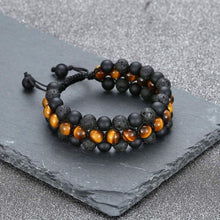 Load image into Gallery viewer, Jovivi Beads Chakra Bracelet Tigers Eye Gemstone Black Onyx Obsidian Lava Rock Stone Essential Oil Diffuser Bracelet Natural Energy Yoga Healing Crystals Bracelet Adjustble for Women Men