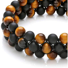 Load image into Gallery viewer, Jovivi Beads Chakra Bracelet Tigers Eye Gemstone Black Onyx Obsidian Lava Rock Stone Essential Oil Diffuser Bracelet Natural Energy Yoga Healing Crystals Bracelet Adjustble for Women Men