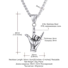 Load image into Gallery viewer, Kpop Hand Love Gesture Necklace Unisex Jewelry Stainless Steel Gold Color Love Sign Pendant Rock Punk Necklace Men P3236
