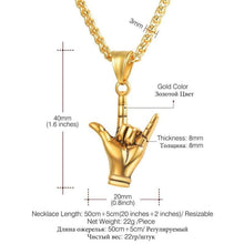 Load image into Gallery viewer, Kpop Hand Love Gesture Necklace Unisex Jewelry Stainless Steel Gold Color Love Sign Pendant Rock Punk Necklace Men P3236