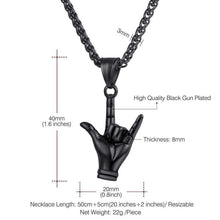 Load image into Gallery viewer, Kpop Hand Love Gesture Necklace Unisex Jewelry Stainless Steel Gold Color Love Sign Pendant Rock Punk Necklace Men P3236