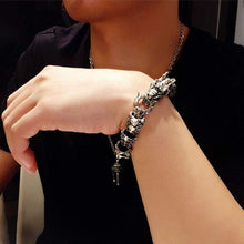 Load image into Gallery viewer, Luxury Pure 925 Sterling Silver Dragon Bracelet Men Vintage Rock Biker Mens Bracelets Man Silver 925 Jewelry (20 point 5 cm)