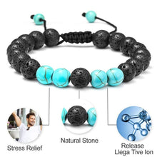 Load image into Gallery viewer, M MOOHAM Lava Rock Bracelet - 8mm Lava Rock Bead Blue Turquoise Anxiety Bracelet Men Women Stress Relief Yoga Beads Aromatherapy Essential