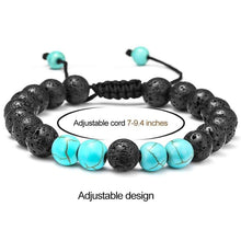 Load image into Gallery viewer, M MOOHAM Lava Rock Bracelet - 8mm Lava Rock Bead Blue Turquoise Anxiety Bracelet Men Women Stress Relief Yoga Beads Aromatherapy Essential