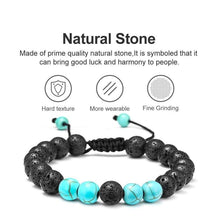 Load image into Gallery viewer, M MOOHAM Lava Rock Bracelet - 8mm Lava Rock Bead Blue Turquoise Anxiety Bracelet Men Women Stress Relief Yoga Beads Aromatherapy Essential